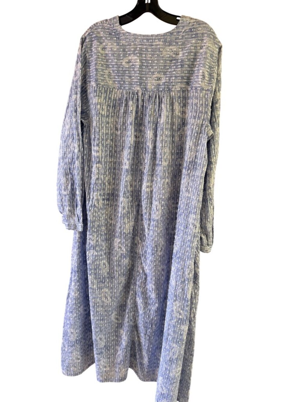 J Jill Womens Embroidered Paisley Caftan Long-sleeve Maxi Dress Size XL Blue - Picture 2 of 10